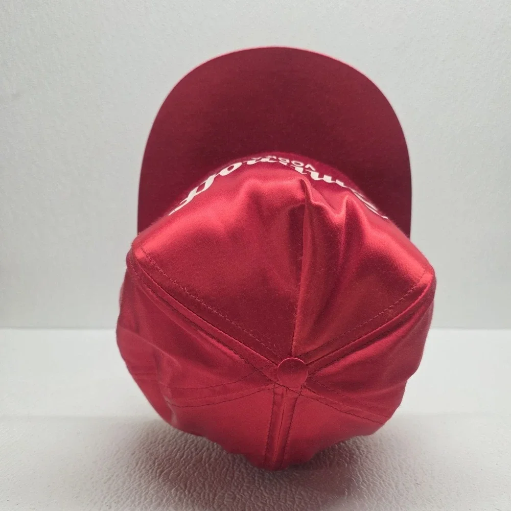 Vintage Smirnoff Vodka Red Satin Snapback Cap Hat Made In USA